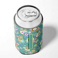 Load image into Gallery viewer, Letter I Circle Circle Teal Initial Alphabet Can or Bottle Hugger CJ2015-ICC