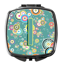Load image into Gallery viewer, Letter I Circle Circle Teal Initial Alphabet Compact Mirror – Stylish Purse Mirror with Artistic Covers CJ2015-ISCM