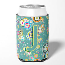 Load image into Gallery viewer, Letter J Circle Circle Teal Initial Alphabet Can or Bottle Hugger CJ2015-JCC