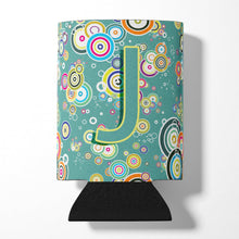 Load image into Gallery viewer, Letter J Circle Circle Teal Initial Alphabet Can or Bottle Hugger CJ2015-JCC