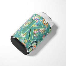 Load image into Gallery viewer, Letter K Circle Circle Teal Initial Alphabet Can or Bottle Hugger CJ2015-KCC