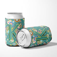Load image into Gallery viewer, Letter K Circle Circle Teal Initial Alphabet Can or Bottle Hugger CJ2015-KCC