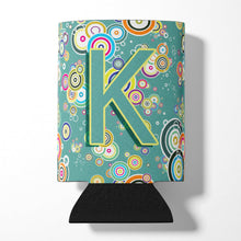 Load image into Gallery viewer, Letter K Circle Circle Teal Initial Alphabet Can or Bottle Hugger CJ2015-KCC