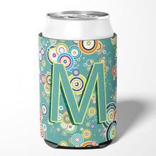 Load image into Gallery viewer, Letter M Circle Circle Teal Initial Alphabet Can or Bottle Hugger CJ2015-MCC