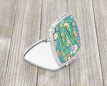 Load image into Gallery viewer, Letter M Circle Circle Teal Initial Alphabet Compact Mirror – Stylish Purse Mirror with Artistic Covers CJ2015-MSCM
