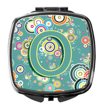 Load image into Gallery viewer, Letter O Circle Circle Teal Initial Alphabet Compact Mirror – Stylish Purse Mirror with Artistic Covers CJ2015-OSCM