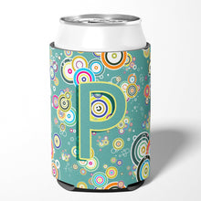 Load image into Gallery viewer, Letter P Circle Circle Teal Initial Alphabet Can or Bottle Hugger CJ2015-PCC