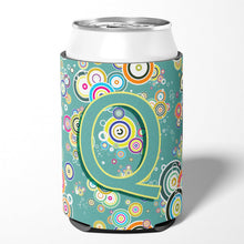 Load image into Gallery viewer, Letter Q Circle Circle Teal Initial Alphabet Can or Bottle Hugger CJ2015-QCC