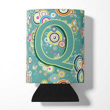 Load image into Gallery viewer, Letter Q Circle Circle Teal Initial Alphabet Can or Bottle Hugger CJ2015-QCC