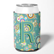 Load image into Gallery viewer, Letter R Circle Circle Teal Initial Alphabet Can or Bottle Hugger CJ2015-RCC