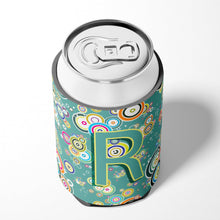 Load image into Gallery viewer, Letter R Circle Circle Teal Initial Alphabet Can or Bottle Hugger CJ2015-RCC