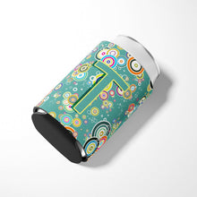 Load image into Gallery viewer, Letter T Circle Circle Teal Initial Alphabet Can or Bottle Hugger CJ2015-TCC