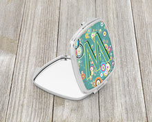 Load image into Gallery viewer, Letter W Circle Circle Teal Initial Alphabet Compact Mirror – Stylish Purse Mirror with Artistic Covers CJ2015-WSCM