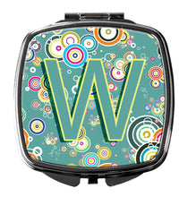 Load image into Gallery viewer, Letter W Circle Circle Teal Initial Alphabet Compact Mirror – Stylish Purse Mirror with Artistic Covers CJ2015-WSCM