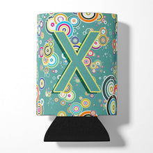 Load image into Gallery viewer, Letter X Circle Circle Teal Initial Alphabet Can or Bottle Hugger CJ2015-XCC