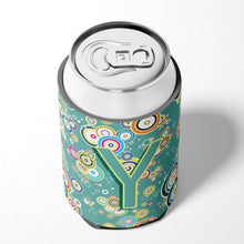 Load image into Gallery viewer, Letter Y Circle Circle Teal Initial Alphabet Can or Bottle Hugger CJ2015-YCC