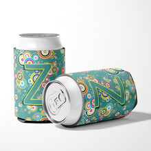 Load image into Gallery viewer, Letter Z Circle Circle Teal Initial Alphabet Can or Bottle Hugger CJ2015-ZCC