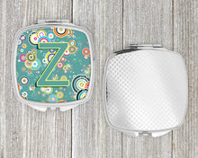 Load image into Gallery viewer, Letter Z Circle Circle Teal Initial Alphabet Compact Mirror – Stylish Purse Mirror with Artistic Covers CJ2015-ZSCM