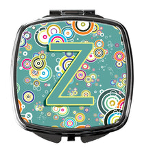 Load image into Gallery viewer, Letter Z Circle Circle Teal Initial Alphabet Compact Mirror – Stylish Purse Mirror with Artistic Covers CJ2015-ZSCM