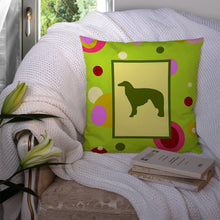 Load image into Gallery viewer, Lime Green Dots Borzoi Throw Pillow - 14x14 Decorative Pillow – Art for Your Home &amp; Patio CK1016PW1414