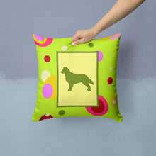 Load image into Gallery viewer, Lime Green Dots Flat Coated Retriever Throw Pillow - 14x14 Decorative Pillow – Art for Your Home &amp; Patio CK1031PW1414