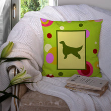Load image into Gallery viewer, Lime Green Dots Irish Setter Throw Pillow - 14x14 Decorative Pillow – Art for Your Home &amp; Patio CK1038PW1414