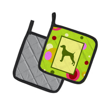 Load image into Gallery viewer, Lime Green Dots Weimaraner Pot Holders - Set of 2 - Heat-Resistant Kitchen Essentials CK1063PTHD