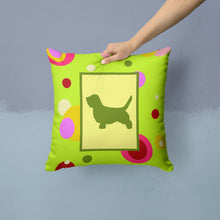 Load image into Gallery viewer, Lime Green Dots Petit Basset Griffon Vendeen Throw Pillow - 14x14 Decorative Pillow – Art for Your Home &amp; Patio CK1087PW1414