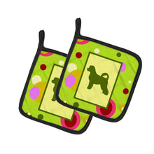 Load image into Gallery viewer, Lime Green Dots Portuguese Water Dog Pot Holders - Set of 2 - Heat-Resistant Kitchen Essentials CK1090PTHD