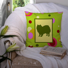 Load image into Gallery viewer, Lime Green Dots American Eskimo Throw Pillow - 14x14 Decorative Pillow – Art for Your Home &amp; Patio CK1107PW1414