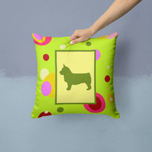 Load image into Gallery viewer, Lime Green Dots Swedish Vallhund Throw Pillow - 14x14 Decorative Pillow – Art for Your Home &amp; Patio CK1151PW1414