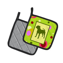 Load image into Gallery viewer, Lime Green Dots Pit Bull Pot Holders - Set of 2 - Heat-Resistant Kitchen Essentials CK1153PTHD