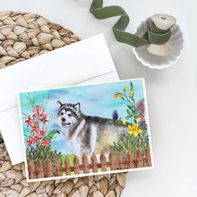 Load image into Gallery viewer, Alaskan Malamute Spring Greeting Cards -  Blank Note Cards – 8-Pack of Artist-Designed Cards with Envelopes