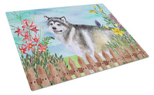 Load image into Gallery viewer, Alaskan Malamute Spring Glass Cutting Boards – Durable, Decorative Kitchen Art Large CK1200LCB
