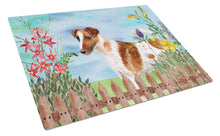 Load image into Gallery viewer, Smooth Fox Terrier Spring Glass Cutting Boards – Durable, Decorative Kitchen Art Large CK1209LCB