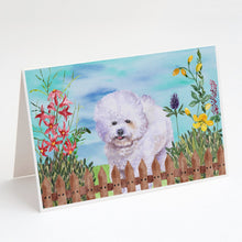 Load image into Gallery viewer, Bichon Frise Spring Greeting Cards -  Blank Note Cards – 8-Pack of Artist-Designed Cards with Envelopes