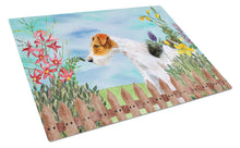 Load image into Gallery viewer, Fox Terrier Spring Glass Cutting Boards – Durable, Decorative Kitchen Art Large CK1212LCB