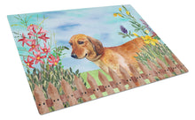 Load image into Gallery viewer, Dachshund Spring Glass Cutting Boards – Durable, Decorative Kitchen Art Large CK1214LCB
