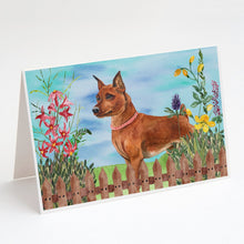 Load image into Gallery viewer, Miniature Pinscher Spring Greeting Cards -  Blank Note Cards – 8-Pack of Artist-Designed Cards with Envelopes