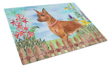 Load image into Gallery viewer, Miniature Pinscher Spring Glass Cutting Boards – Durable, Decorative Kitchen Art Large CK1218LCB
