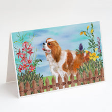 Load image into Gallery viewer, Cavalier Spaniel Spring Greeting Cards -  Blank Note Cards – 8-Pack of Artist-Designed Cards with Envelopes