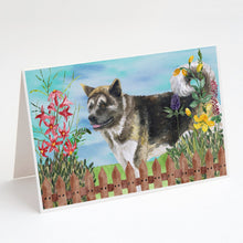 Load image into Gallery viewer, American Akita Spring Greeting Cards -  Blank Note Cards – 8-Pack of Artist-Designed Cards with Envelopes