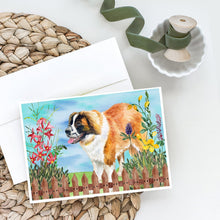 Load image into Gallery viewer, Saint Bernard Spring Greeting Cards -  Blank Note Cards – 8-Pack of Artist-Designed Cards with Envelopes