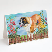 Load image into Gallery viewer, Saint Bernard Spring Greeting Cards -  Blank Note Cards – 8-Pack of Artist-Designed Cards with Envelopes