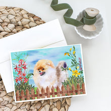 Load image into Gallery viewer, Pomeranian Spring Greeting Cards -  Blank Note Cards – 8-Pack of Artist-Designed Cards with Envelopes