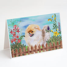 Load image into Gallery viewer, Pomeranian Spring Greeting Cards -  Blank Note Cards – 8-Pack of Artist-Designed Cards with Envelopes