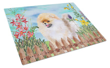 Load image into Gallery viewer, Pomeranian Spring Glass Cutting Boards – Durable, Decorative Kitchen Art Large CK1244LCB