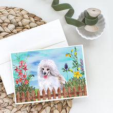 Load image into Gallery viewer, Medium White Poodle Spring Greeting Cards -  Blank Note Cards – 8-Pack of Artist-Designed Cards with Envelopes