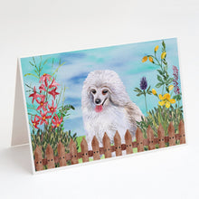 Load image into Gallery viewer, Medium White Poodle Spring Greeting Cards -  Blank Note Cards – 8-Pack of Artist-Designed Cards with Envelopes