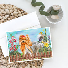 Load image into Gallery viewer, Yorkshire Terrier Spring Greeting Cards -  Blank Note Cards – 8-Pack of Artist-Designed Cards with Envelopes